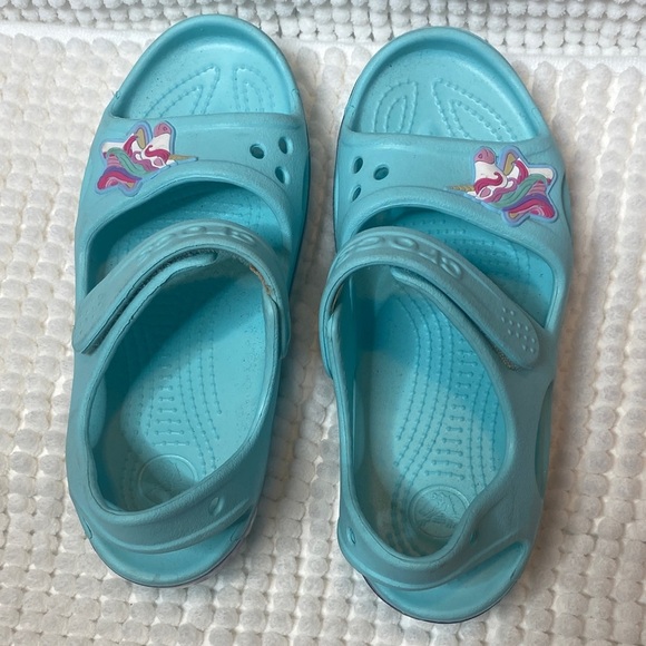 CROCS Kids Turquoise Unicorn Sandals - Picture 3 of 13
